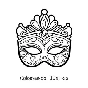 Imagen para colorear de antifaz de carnaval para recortar