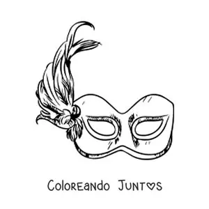 Imagen para colorear de máscara de carnaval con plumas