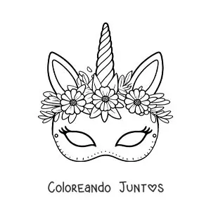 Imagen para colorear de antifaz de unicornio para niñas