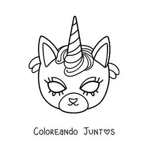 Imagen para colorear de máscara de gaticornio para niñas