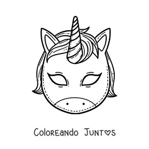 Imagen para colorear de máscara de unicornio