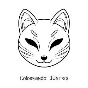 Imagen para colorear de máscara japonesa de Kitsune para niños