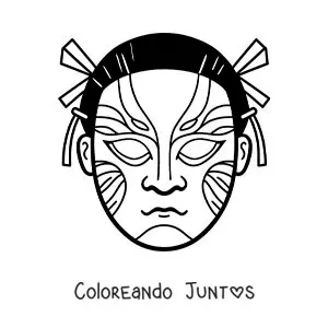 Imagen para colorear de máscara japonesa Kabuki