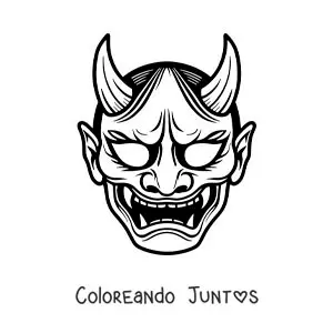 Imagen para colorear de máscara japonesa de demonio oni