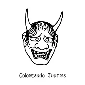 Imagen para colorear de máscara japonesa Hannya animada