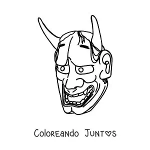Imagen para colorear de máscara japonesa tradicional