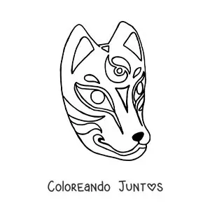 Imagen para colorear de máscara japonesa de zorro