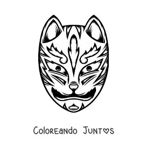 Imagen para colorear de máscara japonesa de gato