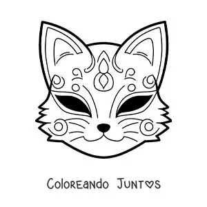 Imagen para colorear de máscara de Kitsune