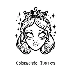 Imagen para colorear de careta de princesa mágica