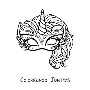 Imagen para colorear de antifaz de unicornio