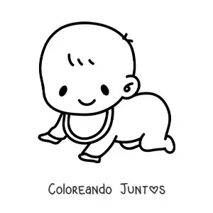 Imagen para colorear de un bebé con babero gateando