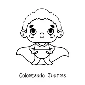 Imagen para colorear de un bebé en pañales con capa de superhéroe