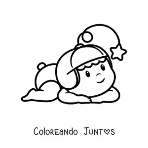 Imagen para colorear de un bebé en pañales con un gorro