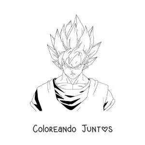 Imagen para colorear del torso de Goku en modo Super Saiyajin