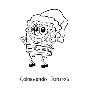 Bob Esponja con gorro de Navidad