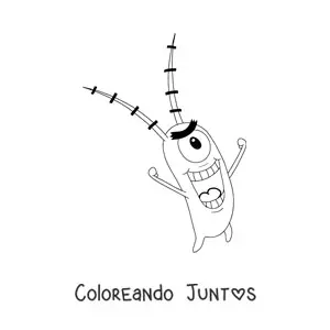Imagen para colorear de Plancton con una sonrisa malévola