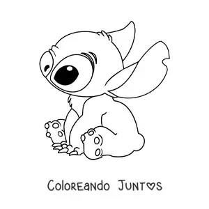 Imagen para colorear de Stitch kawaii sentado