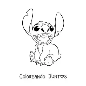 Imagen para colorear de Stitch sentado sonriendo