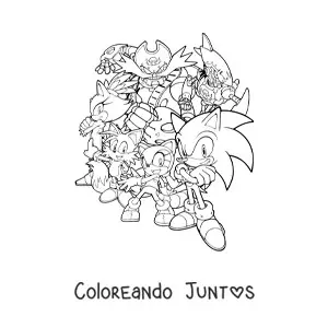 Imagen para colorear de Sonic y sus amigos