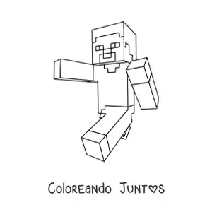 Imagen para colorear de Steve de Minecraft corriendo