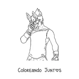 Imagen para colorear de Deriva de Fortnite sujetando su máscara