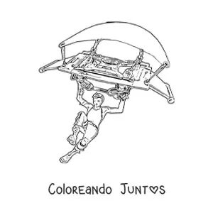 Imagen para colorear de una chica de Fortnite aterrizando en parapente