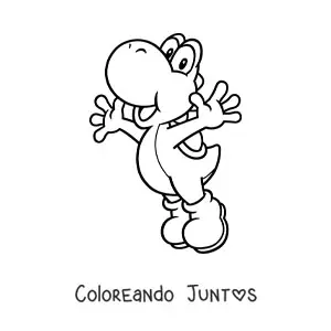 Imagen para colorear de Yoshi de Mario Bros saltando