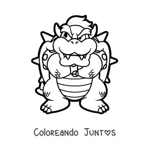 Imagen para colorear de Bowser de Mario Bros cruzando los brazos