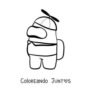 Imagen para colorear de un tripulante de Among Us con un sombrero de hélice
