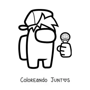 Imagen para colorear de Boyfriend de FNF en Among Us