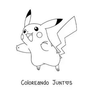 Imagen para colorear del pokémon Pikachu saltando