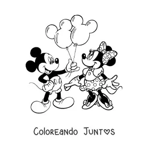 Mickey regalándole globos a Minnie