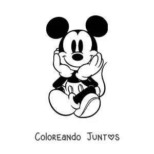 Imagen para colorear de Mickey sentado con piernas cruzadas