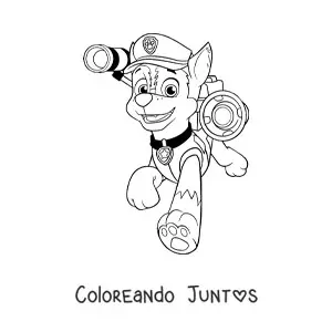 Imagen para colorear de Chase de Paw Patrol corriendo sonriente
