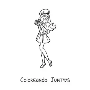 Imagen para colorear de Barbie vestida de chef