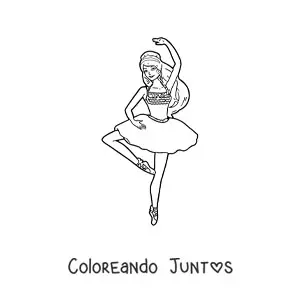 Imagen para colorear de Barbie vestida de bailarina