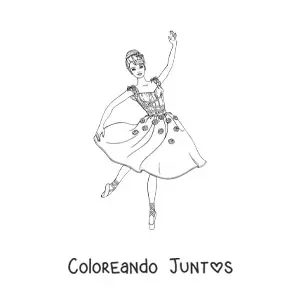 Imagen para colorear de Barbie bailarina con un vestido