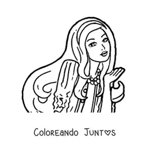 Imagen para colorear de Barbie lanzando un beso