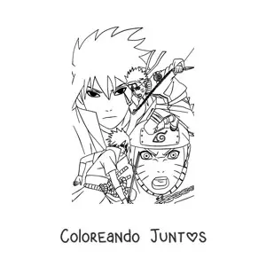 Imagen para colorear de Sasuke enfrentándose a Naruto
