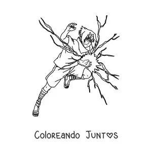 Imagen para colorear de Sasuke haciendo el Chidori