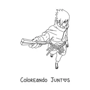 Imagen para colorear de Sasuke Uchiha visto desde arriba