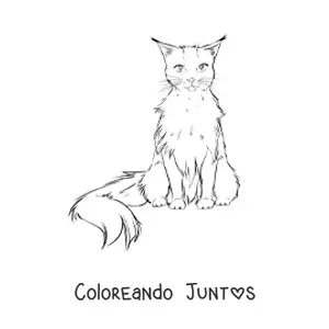 Imagen para colorear de un gato realista sentado