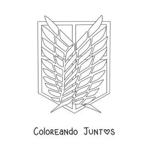 Imagen para colorear del emblema de Alas de la libertad de Attack On Titan