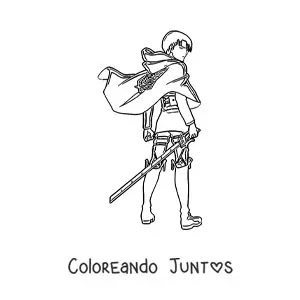 Imagen para colorear de Levi de Attack On Titan de espaldas
