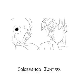 Imagen para colorear de Goku enfrentándose a Freezer de Dragon Ball