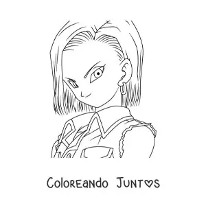 Imagen para colorear de la Androide número 18 de Dragon Ball