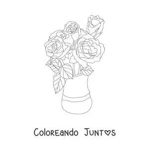 Florero con rosas hermosas