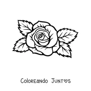 Rosa grande sencilla con hojas