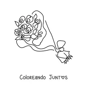 Imagen para colorear de un ramo de rosas minimalista